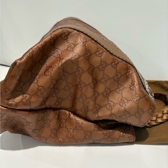 Authentic Gucci signature bamboo bar leather tote bag w duster and certificate - Picture 7 of 14